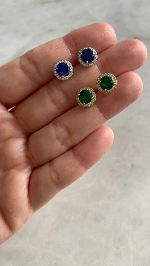 Aretes Soli Plata Azul