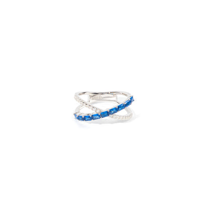 Anillo Star Azul Plata