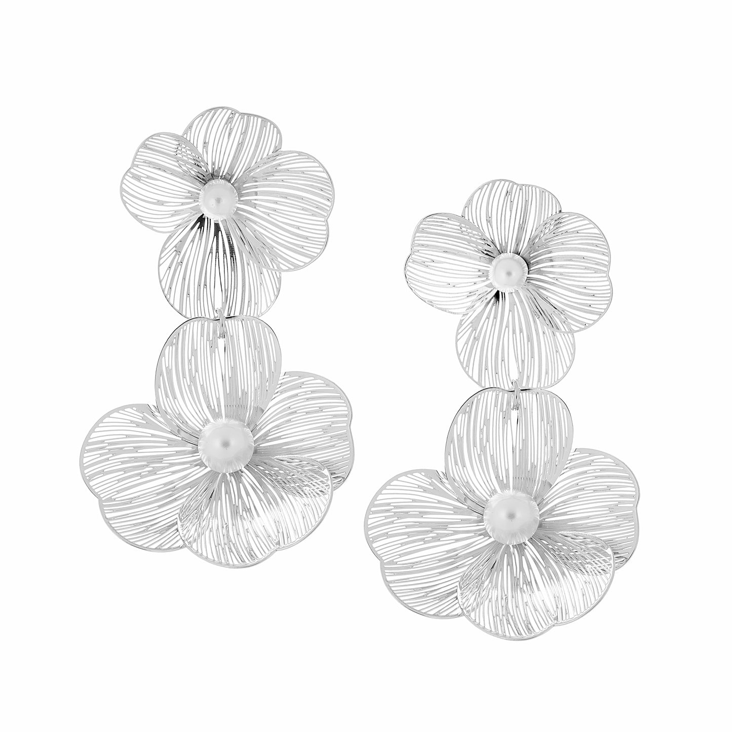 Aretes Flor Plateada