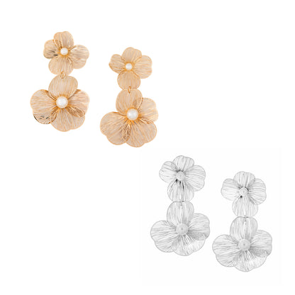 Aretes Flor Plateada
